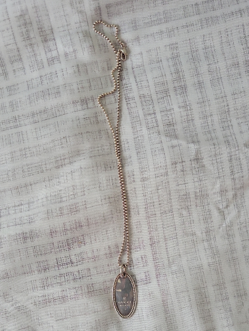 Gucci Sterling Silver Oval Pendant Necklace